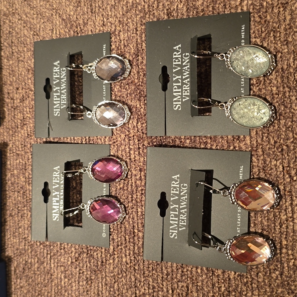 SIMPLY VERA VERAWANG WOMEN'S FASHION JEWELRY EARRINGS BUNDLE OF 4 PAIR